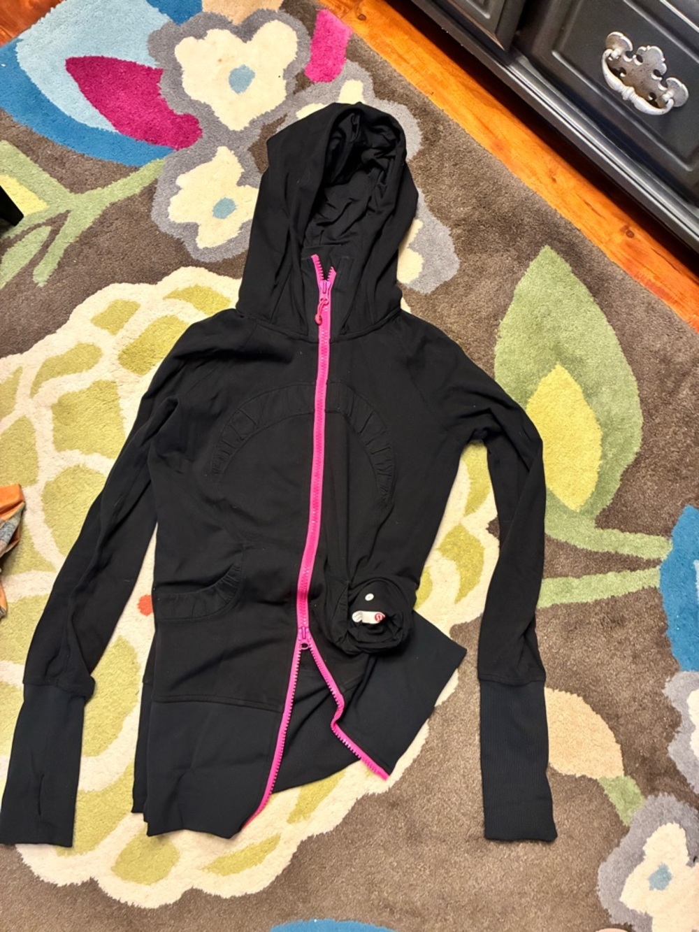 lululemon athletica Black Hooded Jacket with Pink Zipper